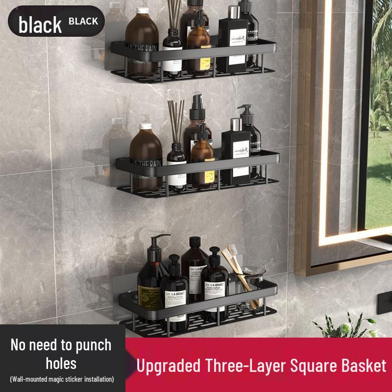 Aluminum No-Drill Corner Bathroom Shelf