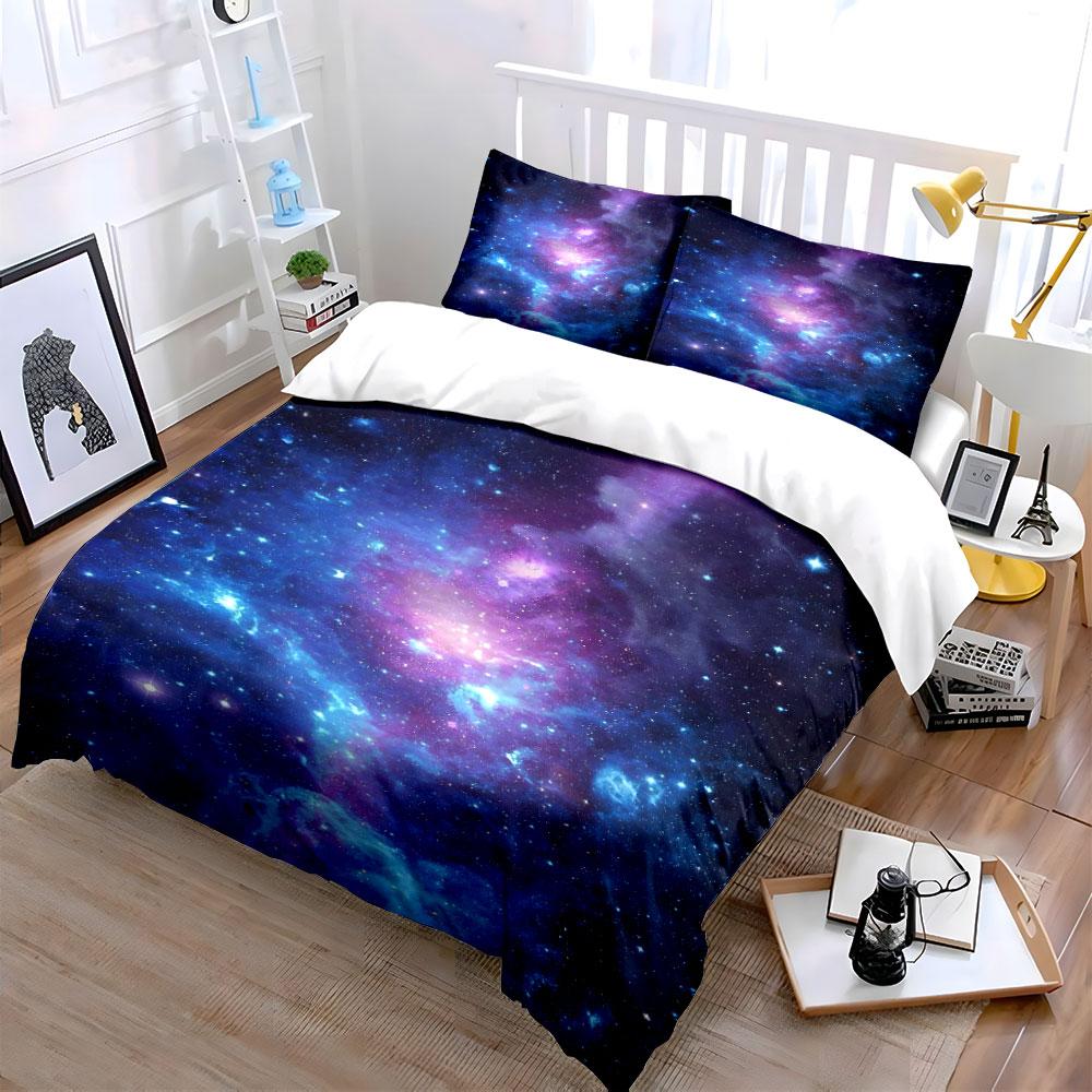 Cosmic Galaxy Nebula Print Bedding Duvet Cover Set (1*Duvet Cover 2*Pillowcases, without duvet insert)