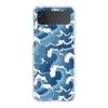 Transparent Phone Case For Samsung Galaxy Z Flip 3 4 5 6 7 Hard Folding PC Z Flip3 Flip4 Cover Cute Blue Pattern