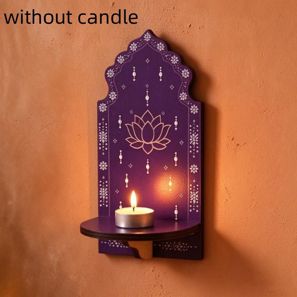 Meditation Wood Indian Wall Candle Holder Hand Painted Diwali Candle Stand  Yoga Room