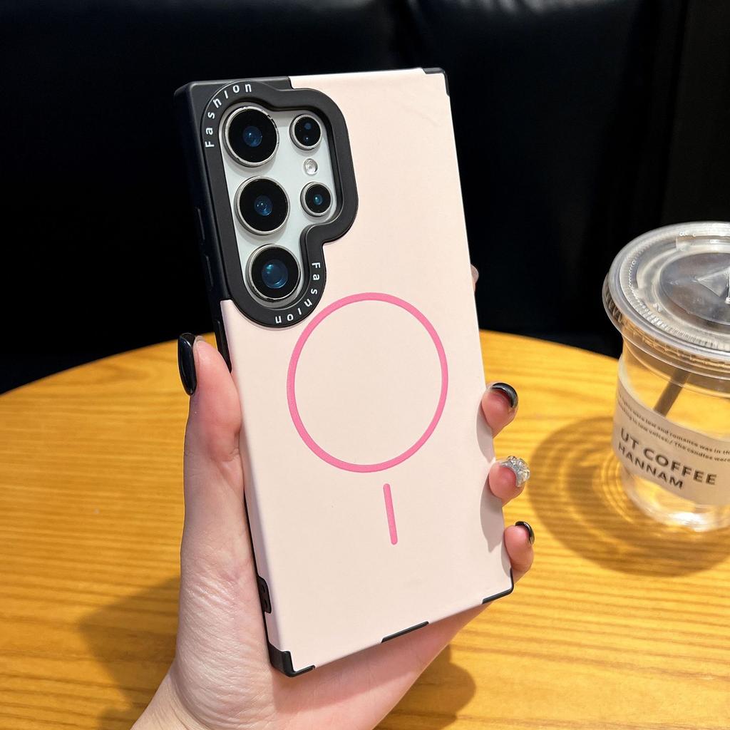 Samsung S25ultra Anti fall S24plus Liquid Silicone Mobile Phone Case S23U Thin Circle Magnetic Suction Case