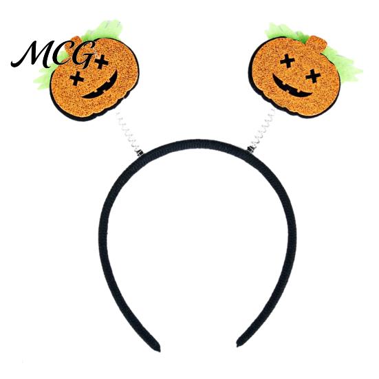 Festive Halloween Decoration Headband for Kids Adults, Glitter Pumpkin Bat Ghost Adjustable Hairband Skull Hair Accessories Cosplay Dress Up