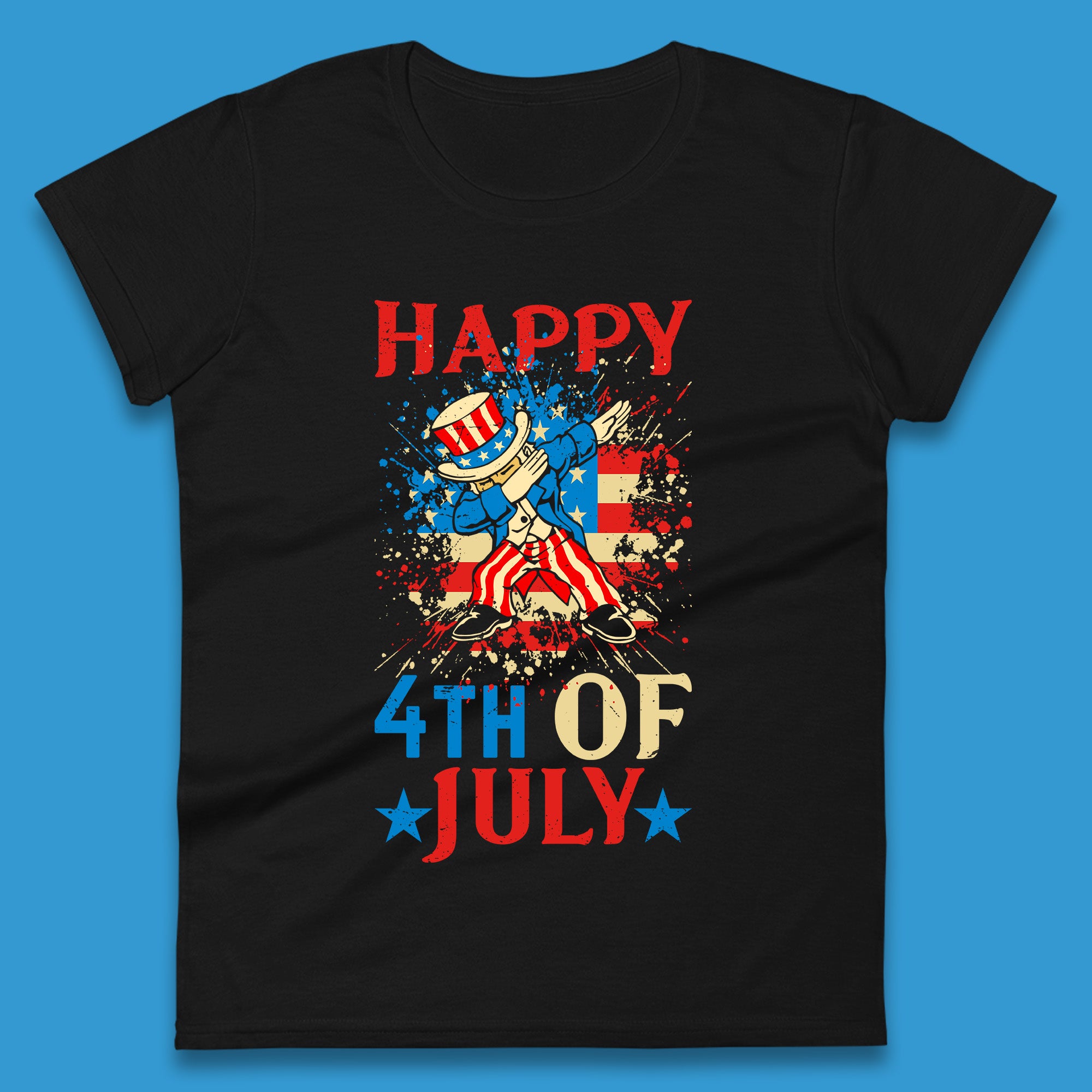 Dabbing Uncle Sam Happy 4th Of July USA Flag Independence Day Funny Dab Dance Womens Tee T Shirt Mens Tops Unisex Top XL