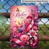 2D Flat Believe Pink Ribbon Floral Butterfly Breast Cancer Awareness Aluminum Metal Sign‑8.0x12.0inch Wall Decor, Inspirational Survivor Support