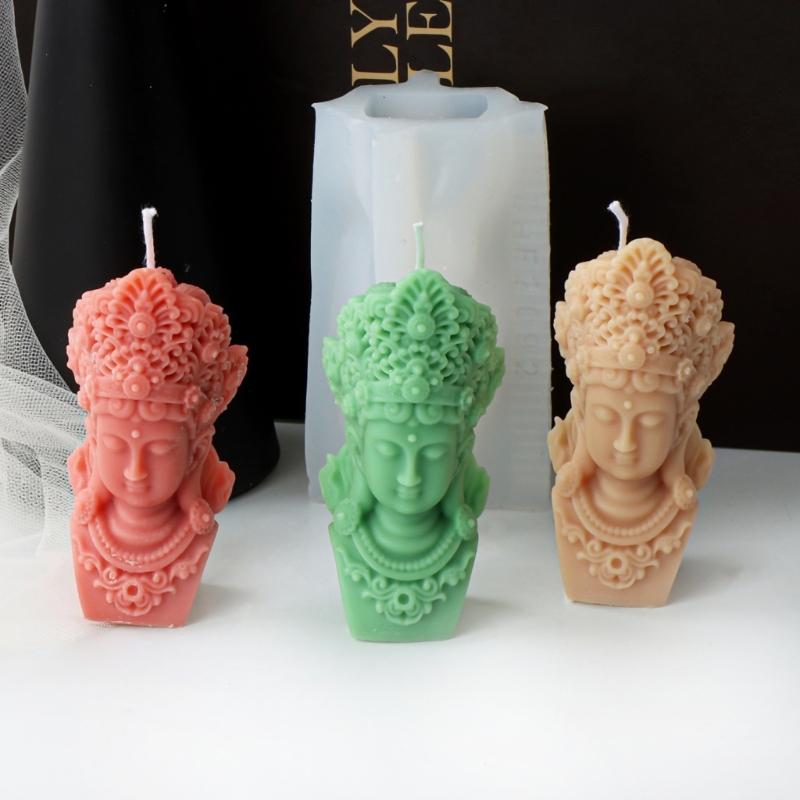 Buddhas Statue Silicone Candle Mould for Handmade Soap Gypsum Resin Aromatherapy Scented Candle Mould Desktop Decorations