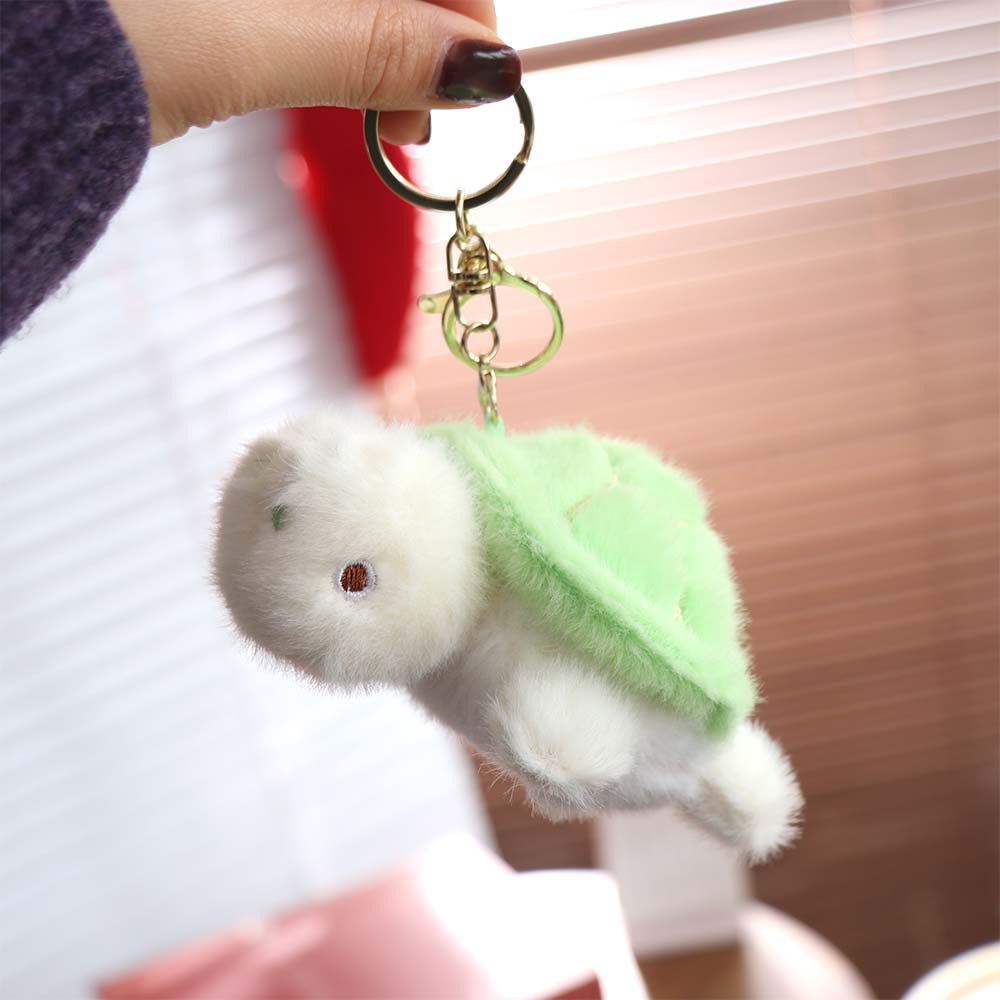 Squeaking Plush Turtle Key Ring PP Cotton Green Doll Key Ring  Bag Pendant