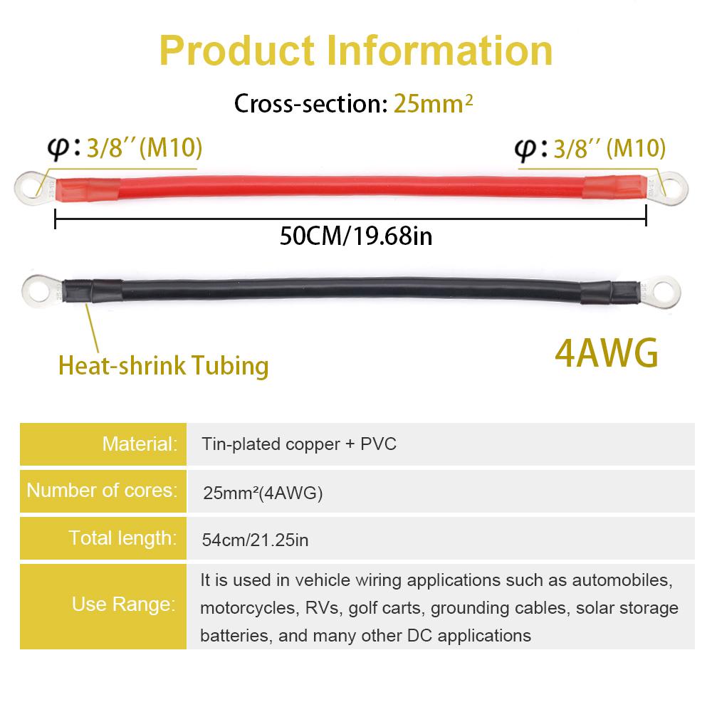 4Awg XT60 New Energy Vehicle Battery Connection Wire Pvc Pure Copper -Power Inverter Cable Solar Accessories 50CM