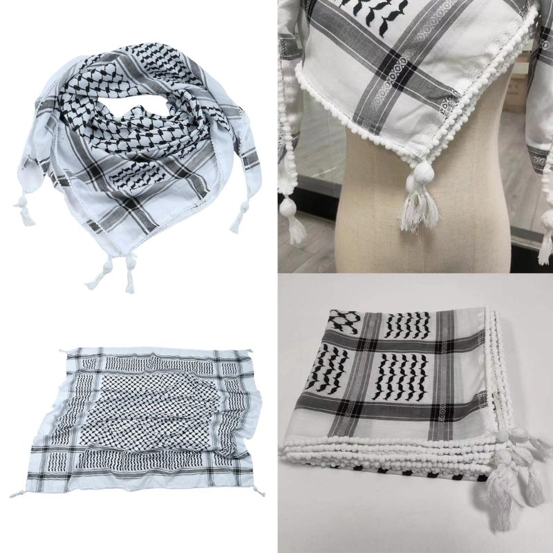 Middle East Adult Shemagh Scarf Outdoor Dustproof Sunproof Turbans Multi Purpose Head Wrap Cycling Breathable Kerchief