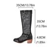 Damen Kniehohe Sommerstiefel Atmungsaktiv 2025 Damen Reißverschluss hinten Bequeme Blockabsatzschuhe Netzsandalen Gürteldekor Hohe Stiefel