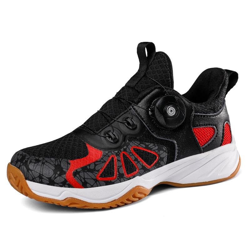 Children's badminton shoes professional rotating buckle breathable non-slip wear-resistant training shoes boys and girls lace-up tennis shoes