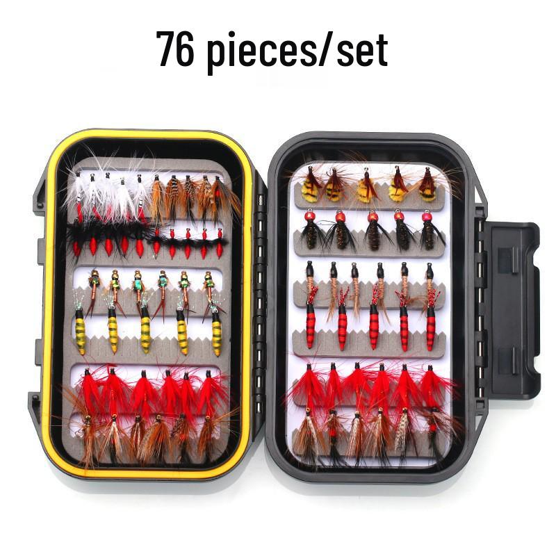 Sada 76/88/147 kusů muškařských nástrah s dvouvrstvou vodotěsnou krabičkou
