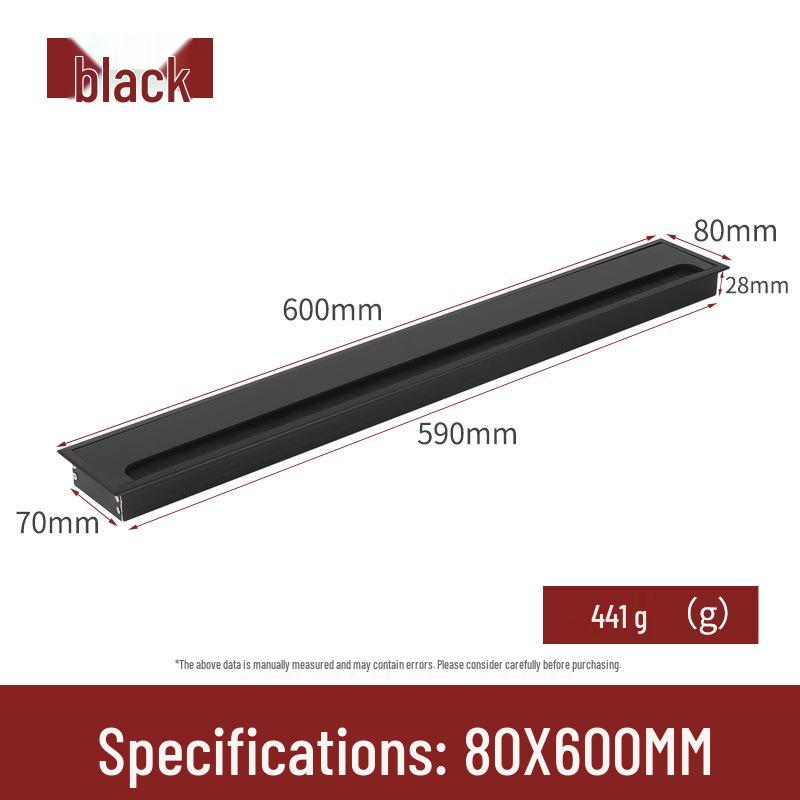 Caja de Gestión de Cables de Aleación de Aluminio Negra - Tapa de Paso de Cables para Escritorio