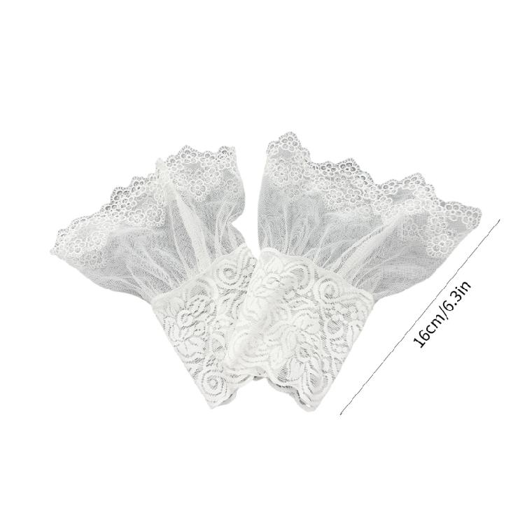 Damskie mankiety na nadgarstkach odpinany koronkowy marszczony tiul zimowe jesienne koszule sweter bluza elegancki haftowany kwiat