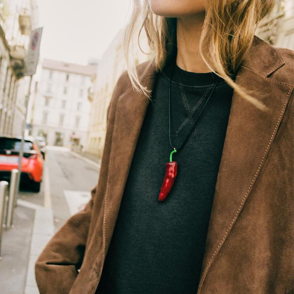Collana con ciondolo a forma di peperone, catene di corda, per donne, stile boho, moda, gioielli per feste e vacanze, regali