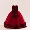 Flower Girl Princess Dress For Weddings Kid Formal Bow Long Gown For School Evening Party Children New Year Cloth