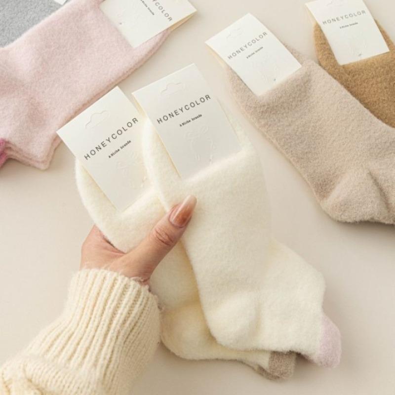 Women's Autumn and Winter Fleece, Australian Fleece, Casual, Versatile, Color-matching, Non-fading, Boat Socks, Floor Socks