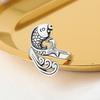 Ethnic Style Creative Year By Year Fish 925 Sterling Silver Jewelry Retro Wave Flower Carp Animal Opening Rings TYB030