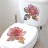 2Pcs Creative Rose Flower Waterproof Toilet Sticker Bathroom Wall Background Decal Home Decoration Self-adhesive Posters