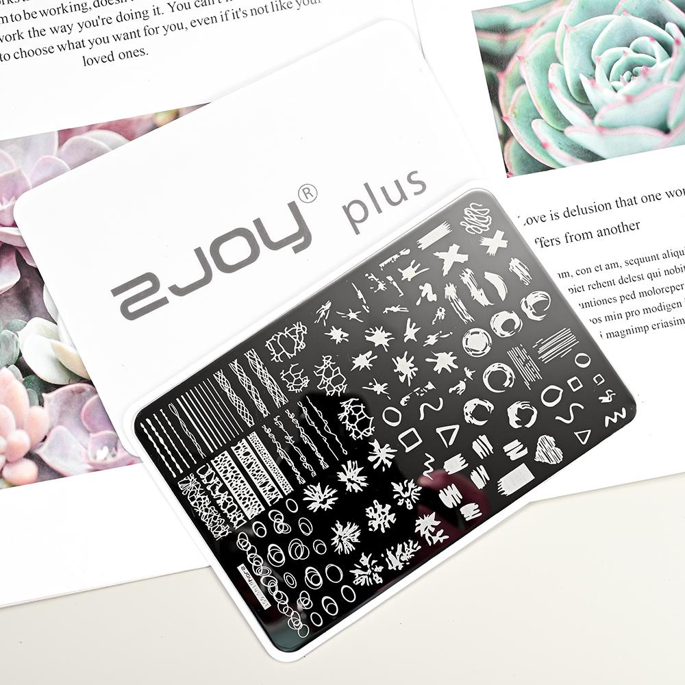 Destičky na ražení nehtů Zimní linky svetru s pruhovaným vzorem Šablony na nehty DIY geometrický kostkovaný design nehtová deska Obrázek Decoratio