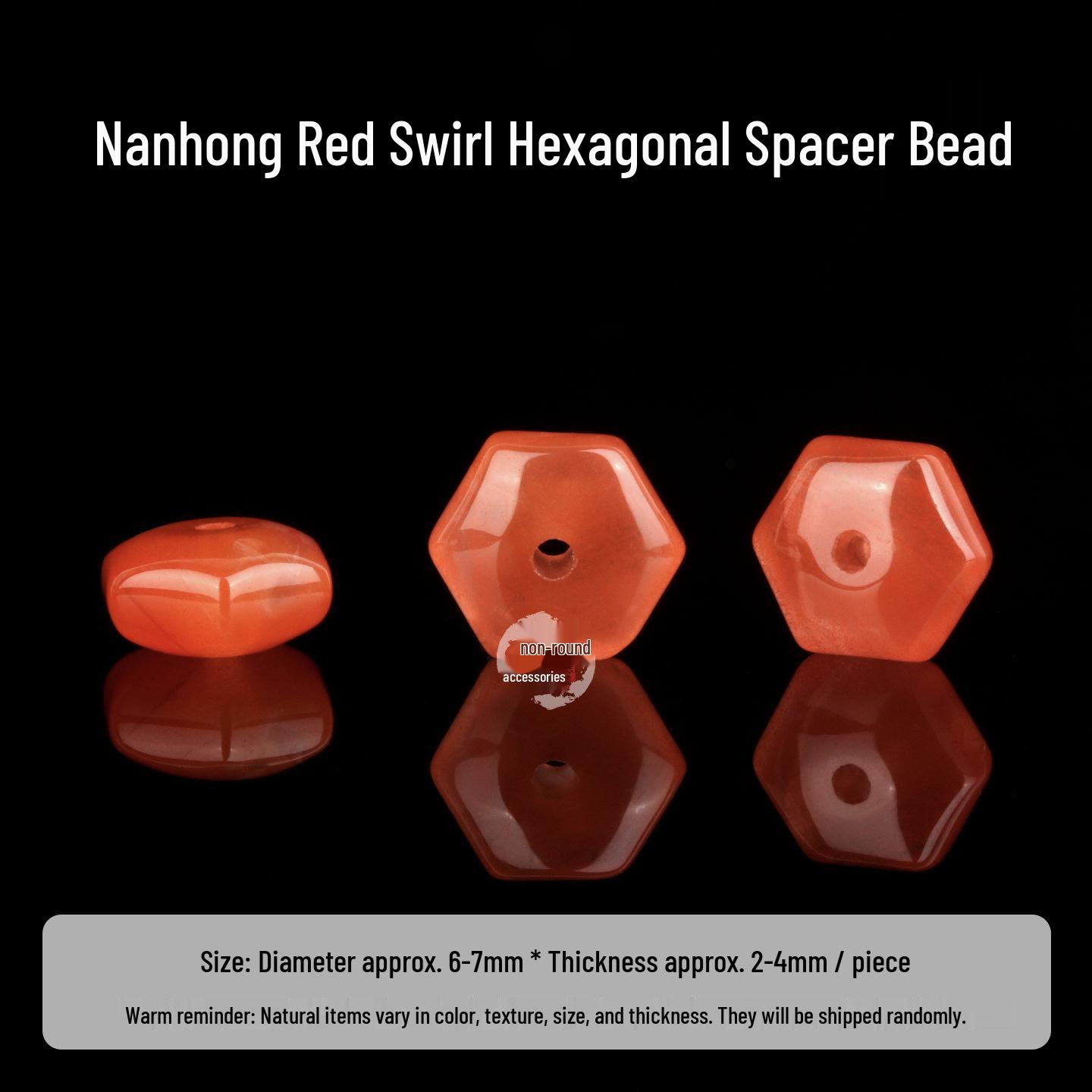 Natural NanHong Agate Red Streak Hexagonal Beads Star & Moon Bodhi Bracelet DIY Accessory