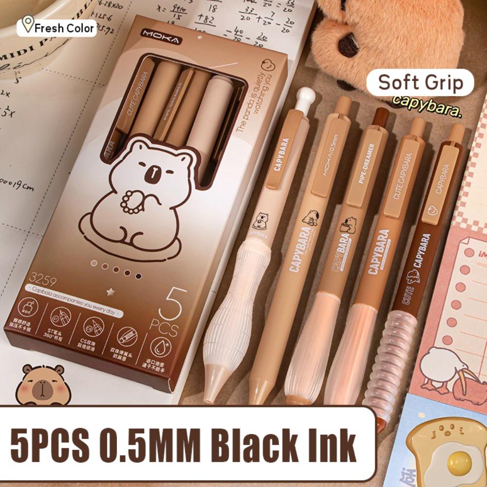 5PCS/Set Press Type Gel Pen ST Tip Ballpoint Pen Multifunctional Writing Tool School Office