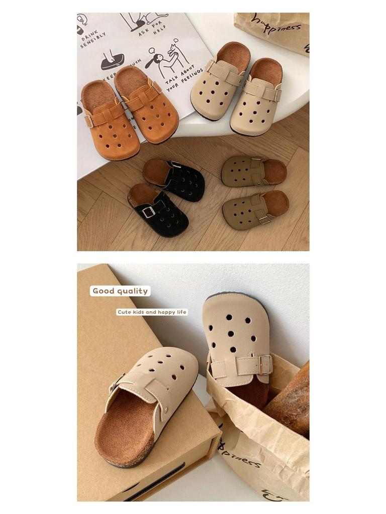 Kids' Retro Birkenstock Sandals - Spring/Summer Closed Toe Non-Slip Casual Half Slippers for Boys & Girls