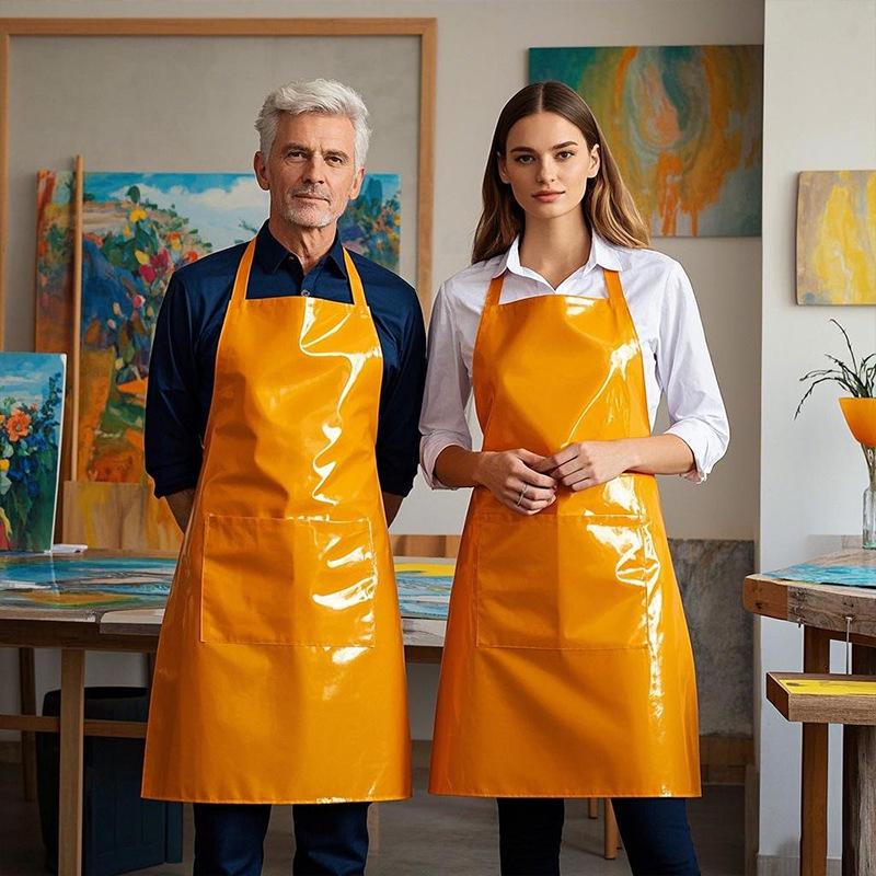 Multi-color Waterproof PVC Apron: Cross-border Neck & Waist Design, Custom LOGO, Dirt-resistant for Kitchen & Aquatic Cleaning