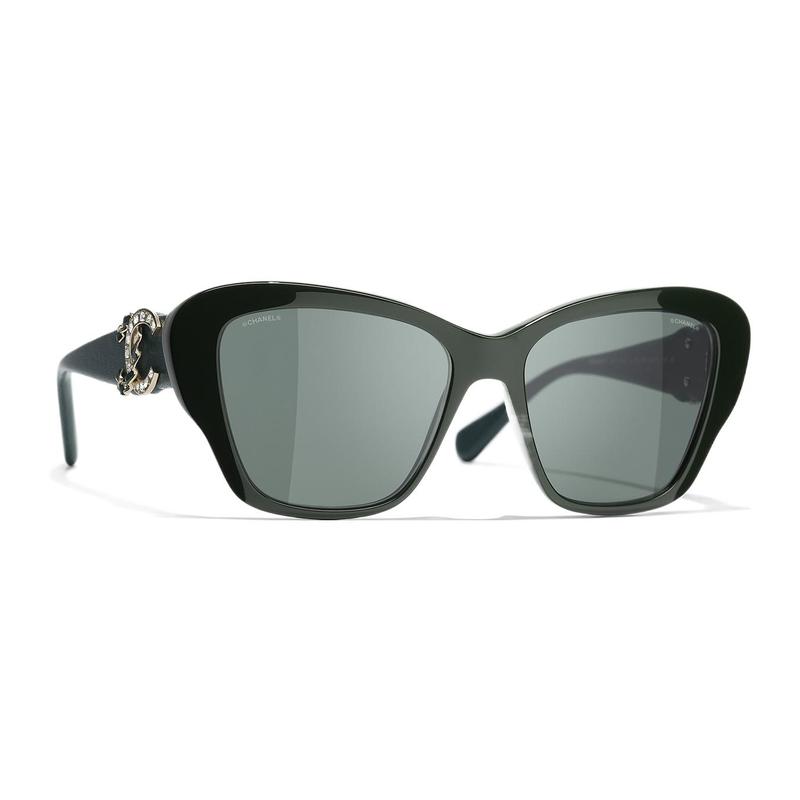 Chanel Butterfly Acetate Sunglasses Green Women's