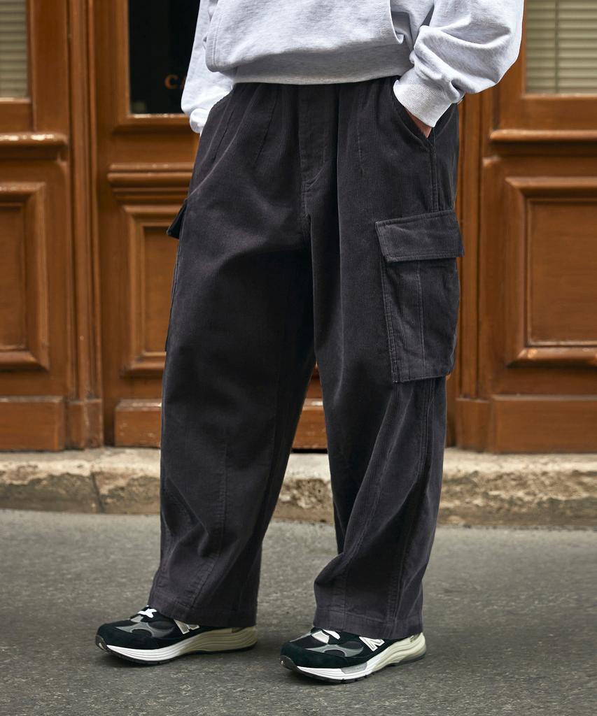 MINIMALPROJECT Wide Cargo Pocket Corduroy Pants Mpt116 [Darkgray]
