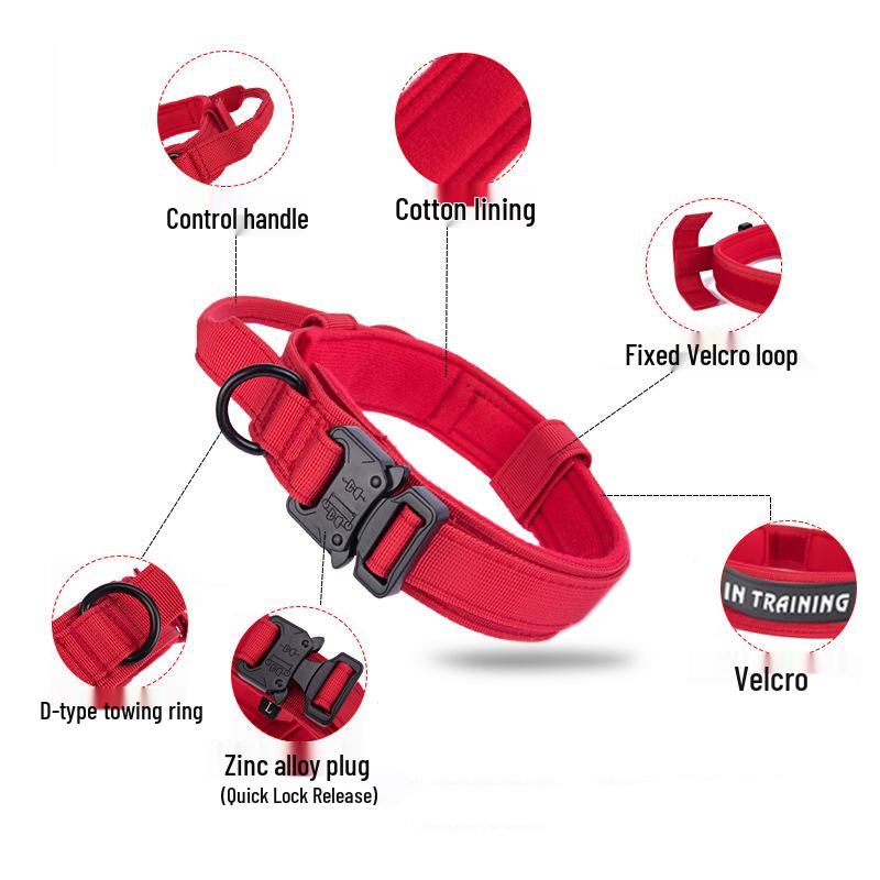 Adjustable Tactical K9 Dog Collar with Quick Release for Medium & Large Breeds