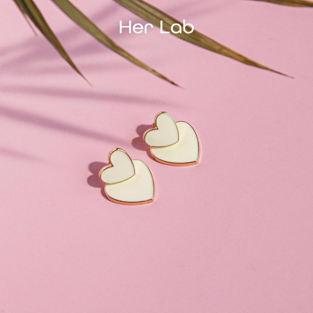 Her Lab | Handmade Colorful Metal Heart Stud Earrings Cute Women's Stud Earrings Korean Style Lightweight Hypoallergenic