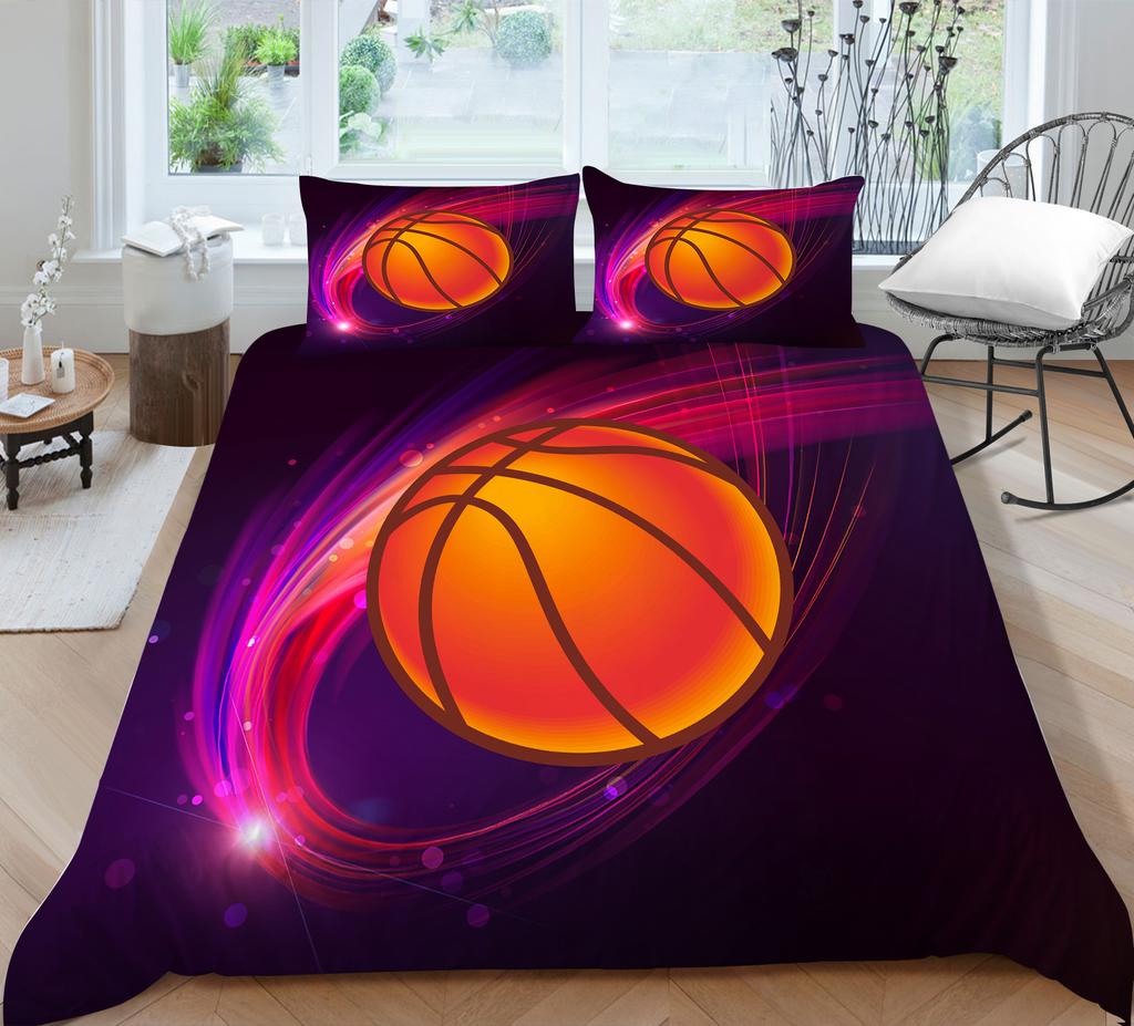 3D Basketball King Queen Duvet Cover Sports Theme Bedding Set For Kids Teens Boys Ball Game Bedroom Decor Soft Comforter Cover