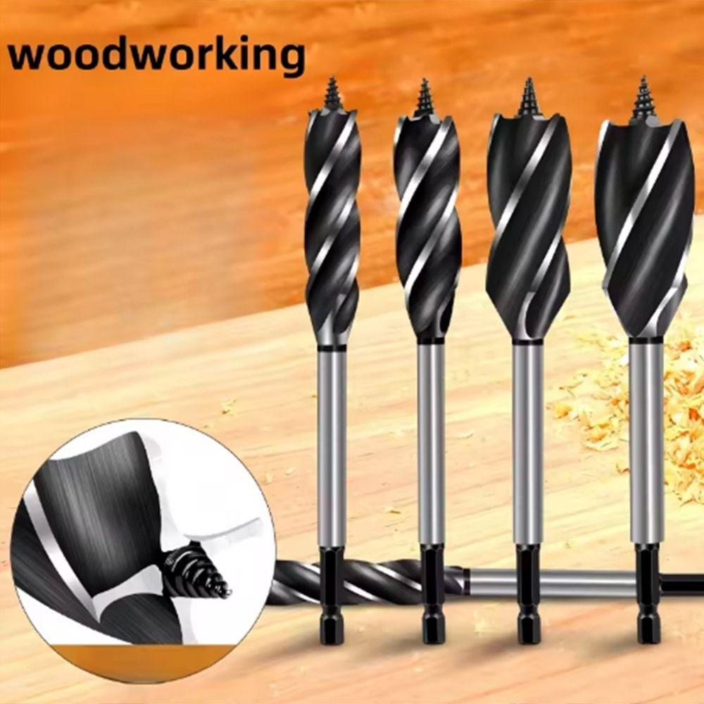 with Hex Shank Twist Drill Bit Set Four-slot Wood Fast Cut Auger Auger Drill Bit  Woodworking