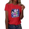 Women's  Group 2D Printed Round Neck Short Sleeve Top