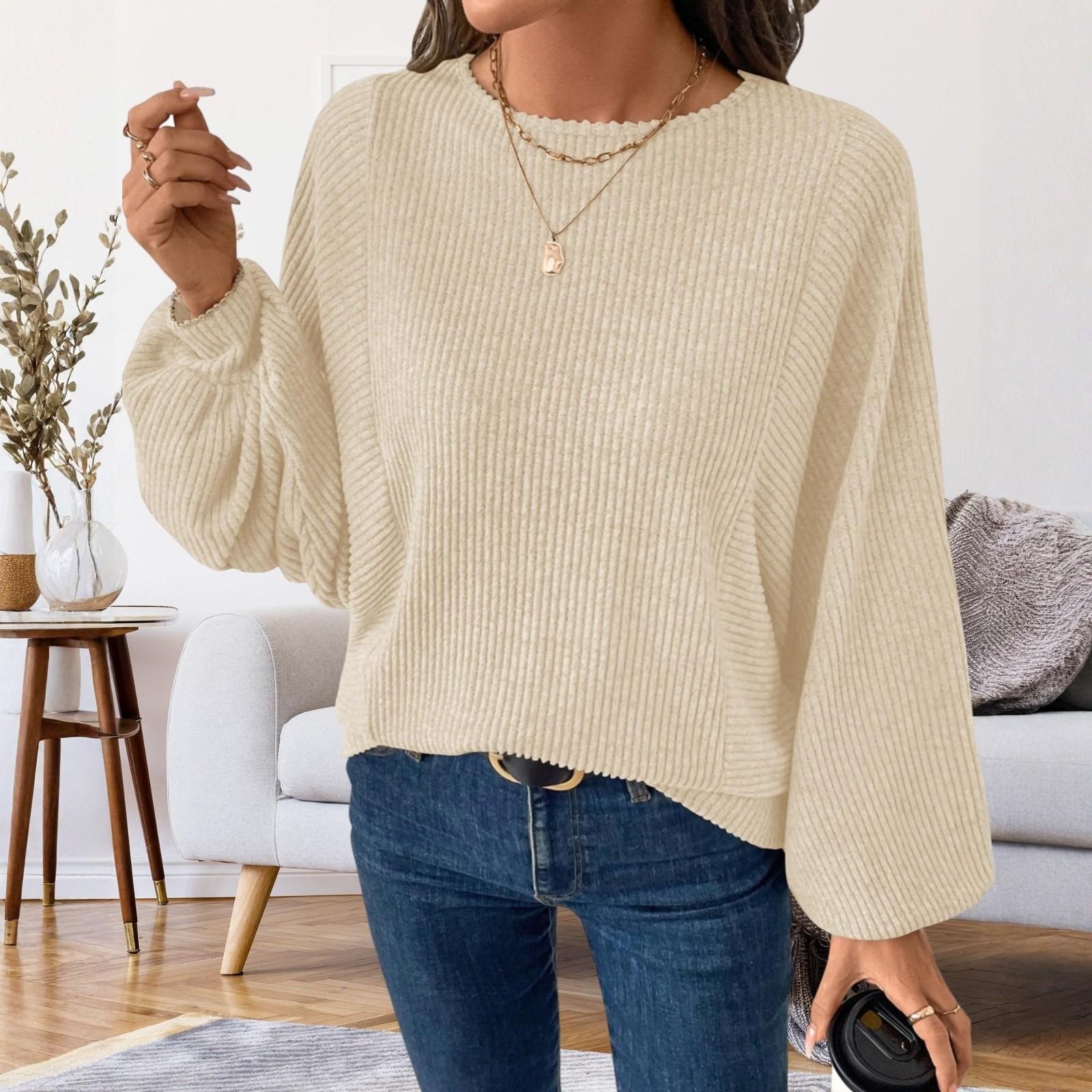 

Женский модный однотонный топ с длинным рукавом L бежевый