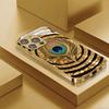 Luxury Peacock Feather Pattern Gold Metallic Paint Glass Phone Case For iPhone 17 16 15 14 13 12 11 Pro Max Plus 17Air 16E Cover