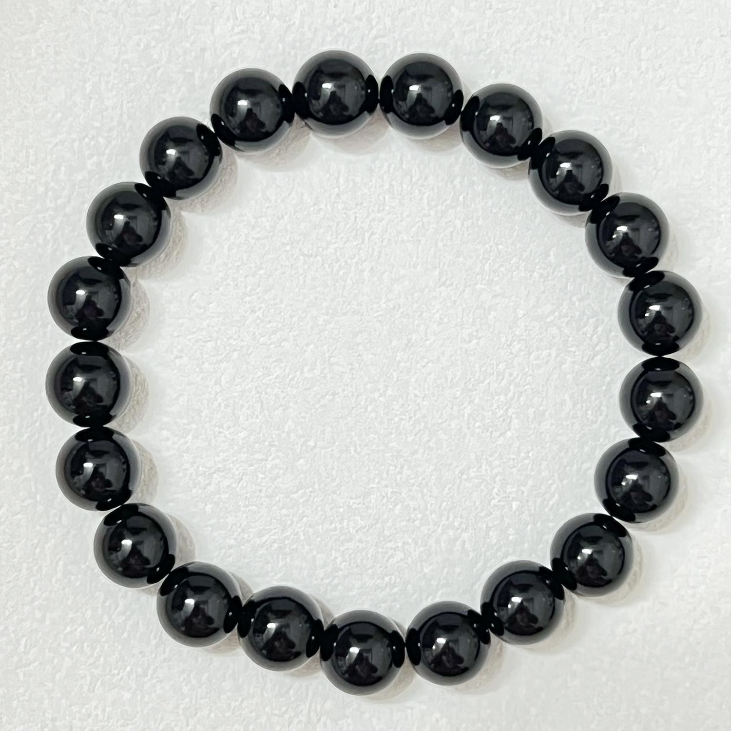 

Beaded Bracelets for Mens Natural Stone 10mm Round Beads Agate Bangle Semi-Precious Gemstone Birthday Anniversary Christmas Gifts Length 18cm чорний