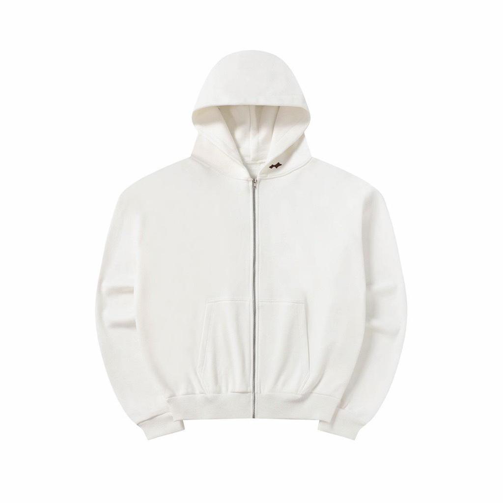 SKYLRK 2025SS Solid Color Distressed Fleece-Lined Hooded Cardigan - Bieber Style