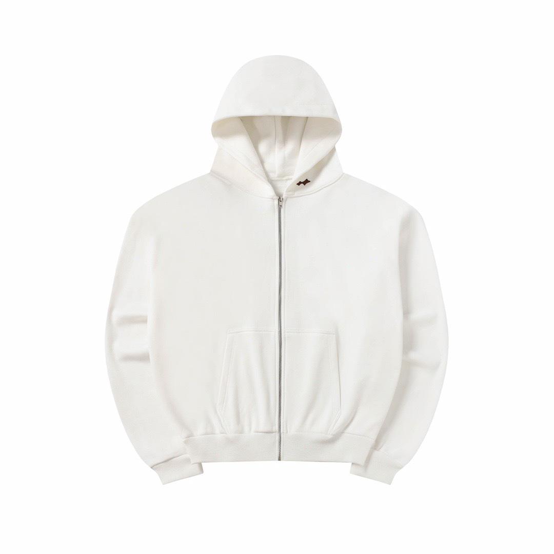 SKYLRK 2025SS Einfarbige Ausgefranste Kapuzenjacke mit Fleecefutter - Bieber-Stil Small gray
