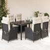 VidaXL Garden Dining Set Cushions 7pcs Black Wicker 3213063