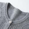 Pure Cashmere Women's V-Neck Cardigan with Elegant Hollow Diamond Pattern for Autumn/Winter