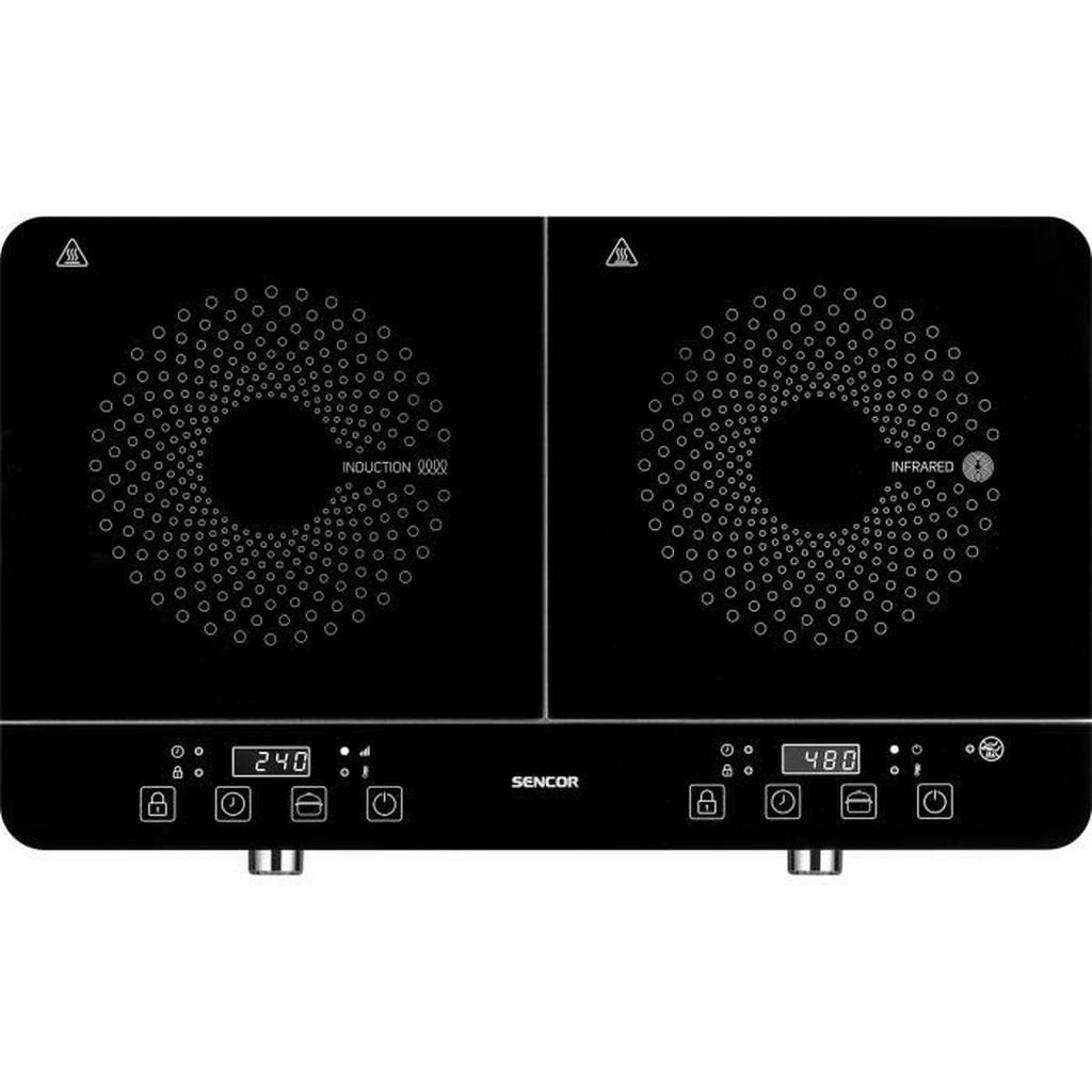Plaque de cuisson à induction et radiante - SENCOR - SCP 4001BK - 3400 W - 2 foyers - Noir