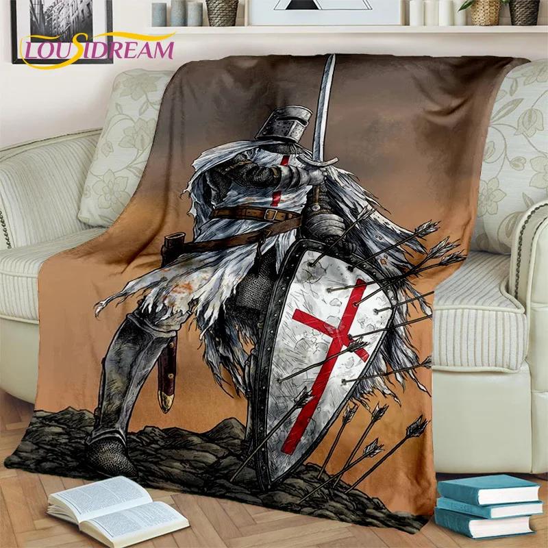 Cartoon Templar Cavalier Knight Crusaders Blanket,Soft Throw Blanket for Home Bedroom Bed Sofa Picnic Travel Office Blanket Kids
