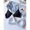Women Sexy Deep V Mesh Neckline Backless Wireless Thin Triangle Cup Beauty Back Bra
