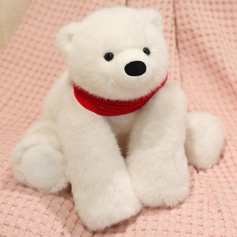 40cm Kawaii Prone Polar Bear Plush Toys Movie Stuffed Animals Cute Stuffed Animal Pillow Bear Dolls for Kids Baby Birthday Gifts 40cm
