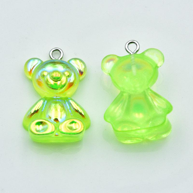 Colorful Resin Cartoon Bear Keychain: Cute Electroplated AB Pendant for DIY Jewelry