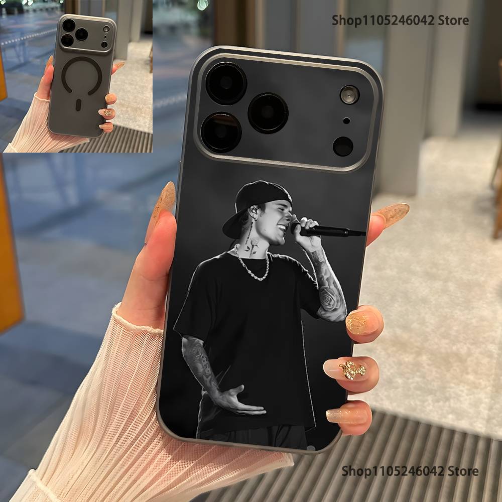 J-Justin B-Bieber Swag II Průhledný šedý kryt na telefon Pro iPhone 17,16,15,14,13,12,11,Pro,Max,Plus Magnetické bezdrátové nabíjení