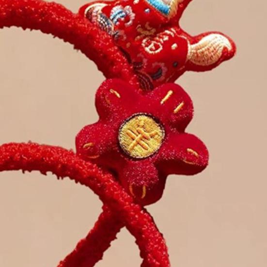 Yousheng 2026 Year of Horse Headband Plush Soft Comfortable Bright Red Hair Hoop 2026 Zodiac Hair Accessory Festive Joyful Decoration