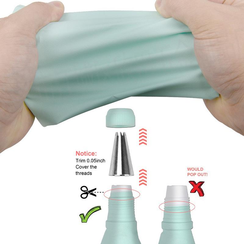 Stainless Steel Kitchen Baking Cake Decorating Tool Silicone Piping Nozzles