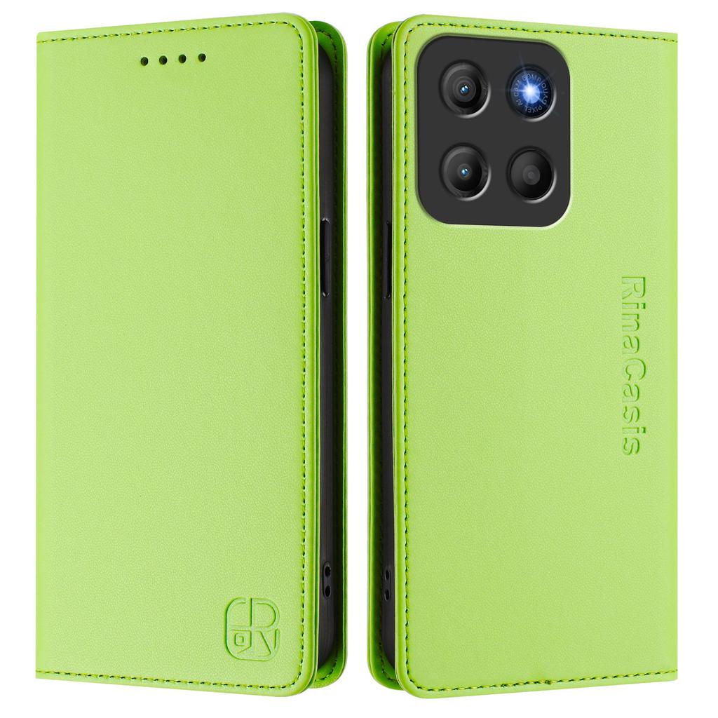 For Motorola Moto G15 4G Leather Case RINACASIS RC01 Phone Cover with RFID Blocking Wallet Stand